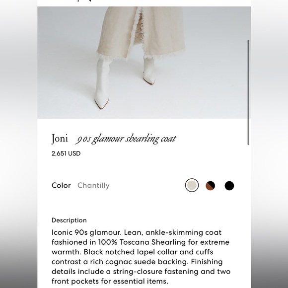 ISO!!! Nour-Hammour Joni 90s Glamour Shearling Coat in Chantilly - Picture 7 of 7